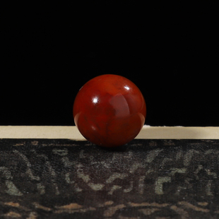 一物一图 229号 无处理凉山南红玛瑙直径12.7mm圆珠火焰纹柿子色