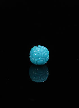 原矿绿松石老型珠莲花珠直径7mm*对孔6.1mm高瓷蓝 271号 毕业级