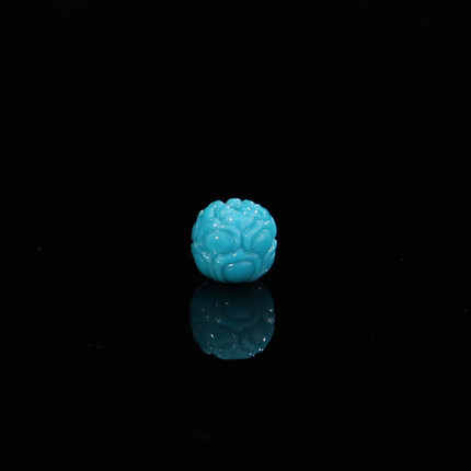 原矿绿松石老型珠莲花珠直径7mm*对孔6.1mm高瓷蓝 271号 毕业级