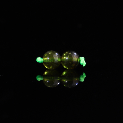 天然绿色碧玺散珠5.7mm一对圆珠