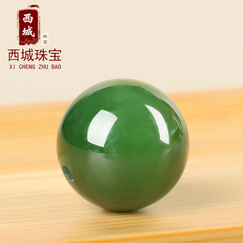 和田玉圆珠菠菜绿碧玉散珠