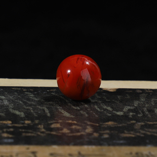 毕业级凉山南红玛瑙单珠11.8mm圆珠火焰玫瑰红色泽孔径1.5mmC20号