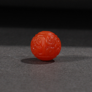 保山南红散珠回纹珠椭圆形磨砂满色满肉柿子红11.3mm*10.6mm252号