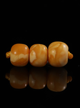 毕业级天然琥珀原石老蜜蜡顶珠9mm腰珠8mm老型珠一对  PZ19