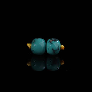 湖北绿松石原矿老型珠直径6.3mm厚度5.4mm一对高瓷一物一图 298号