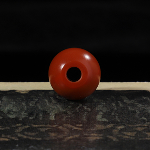 凉山南红满色散珠大孔珠直径13.5mm对孔12mm孔径3.9mm磨砂隔珠2号