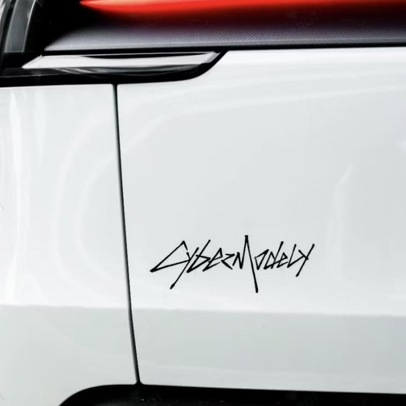 ModelY尾标贴纸赛博字体CyberModely英文车贴个性设计三角窗装饰
