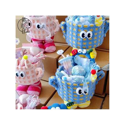 积木花束抱抱桶花桶diy材料包创意花瓶摆件客厅插花小怪兽收纳筐