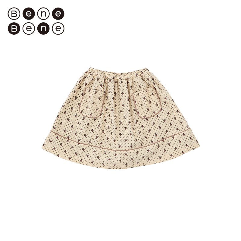 benebene韩国童装秋冬新款女童宝宝夏洛特短裙印花灯绒芯保暖