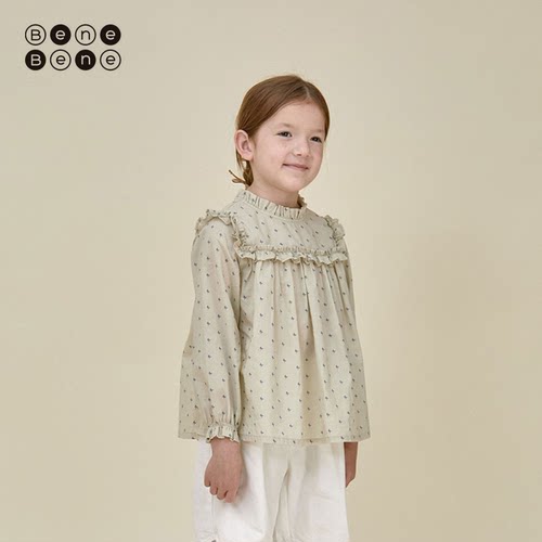 benebene木耳领衬衣可爱碎花