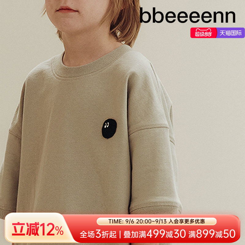 bbeeeenn韩国童装夏季新款宽松卫衣男女童休闲半袖圆领套头衫