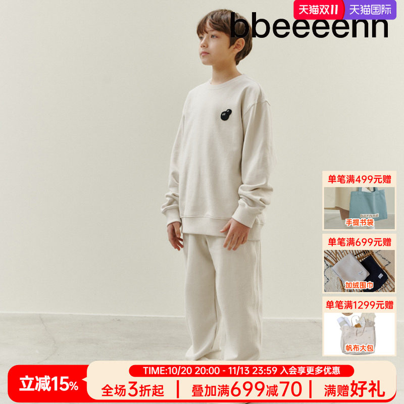 bbeeeenn圆领长袖舒适水洗纯棉