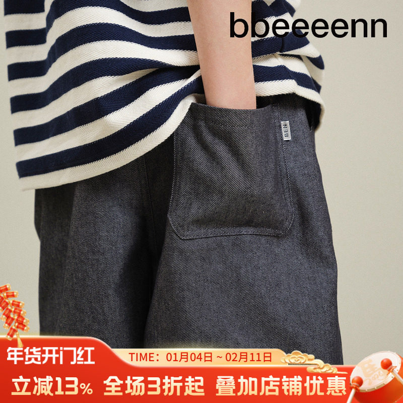 bbeeeenn牛仔舒适短裤男女儿童夏季宽松潮款休闲五分裤学院风宽松