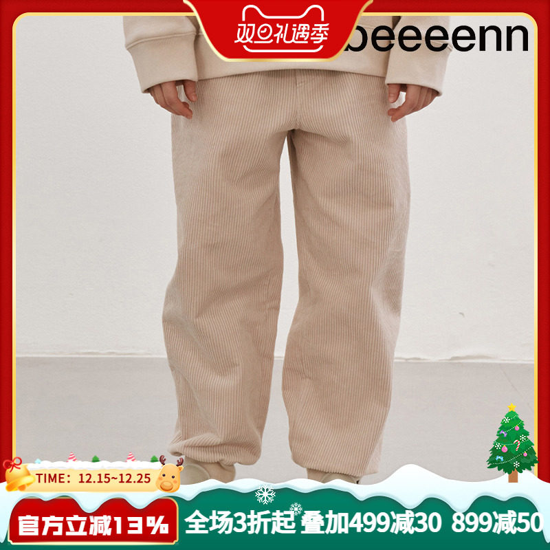 bbeeeenn条绒休闲运动卫裤男女儿童冬季保暖灯芯绒柔软加厚长裤子