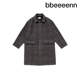 bbeeeenn羊毛翻领格纹中长款 大衣男女儿童秋冬保暖毛呢外套高级感