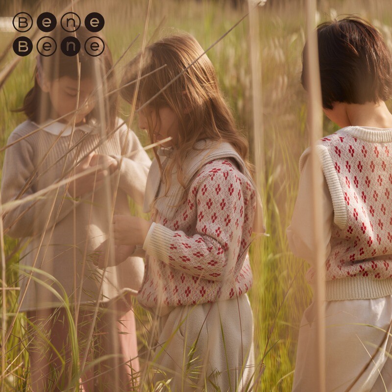 benebene韩国童装冬款婴儿针织衫男童女童羊毛开衫加厚外套