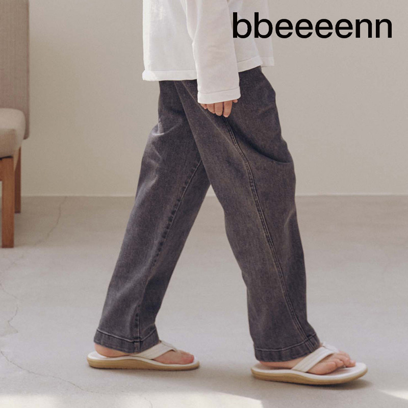 bbeeeenn男女童四季棉弹牛仔长裤简约款做旧儿童休闲裤子夏季薄款