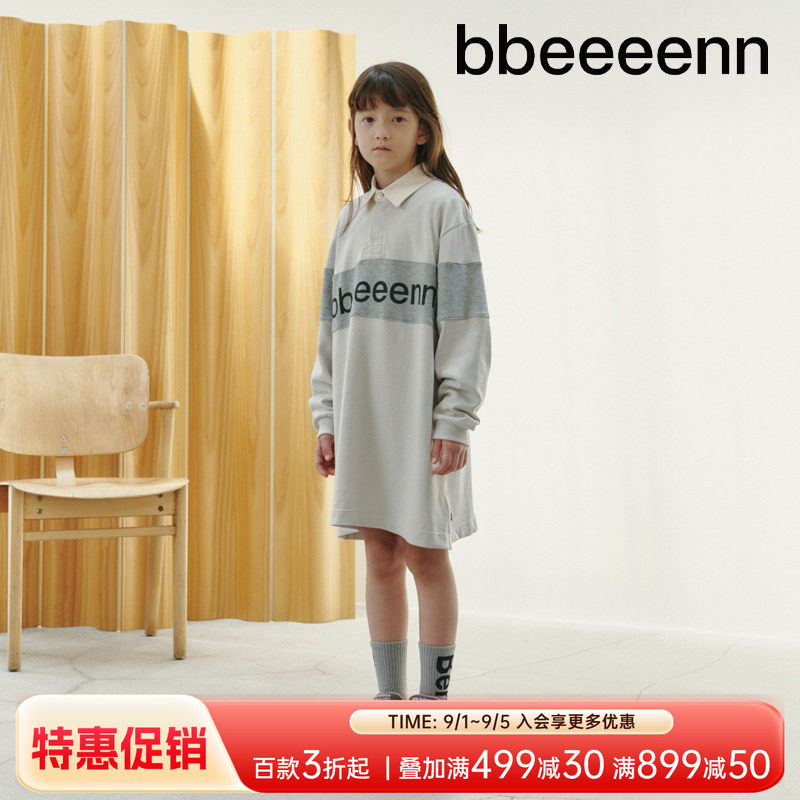 bbeeeenn儿童长袖纯棉衬衫连衣裙秋冬新款时尚拼接高级感卫衣裙子图片