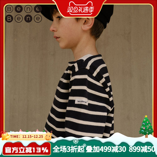 benebene秋冬条纹纯棉儿童T恤