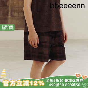 男女童休闲速干透气五分裤 bbeeeenn韩国童装 格子短裤 新款 夏季