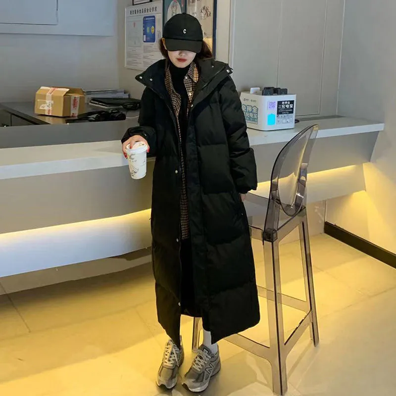 中戏棉衣外套长款棉服2025年新款女冬季超长款过膝到脚踝加厚外