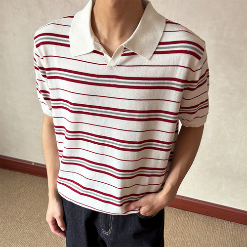布老哥Blog美式条纹针织短袖D305