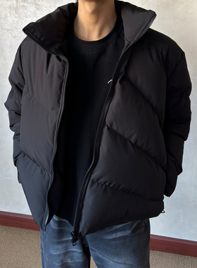 布老哥Blog冬季不规则斜拉链排骨棉服cleanfit立领面包服棉衣W616