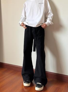 布老哥Blog微喇可调节腰带cleanfit牛仔裤显高弯刀直筒长裤K715