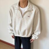 布老哥Blog美式 复古cleanfit基础拉链卫衣宽松短款 立领上衣春W424