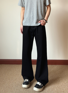 布老哥Blog【腿粗推荐】复古直筒牛仔裤宽松显瘦百搭黑色长裤K247