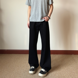 宽松显瘦百搭黑色长裤 复古直筒牛仔裤 K247 腿粗推荐 布老哥Blog