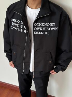 布老哥Blog美式复古立体刺绣教练夹克春季宽松百搭立领外套W392