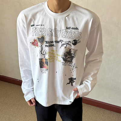 布老哥Blog美式复古印花长袖W669