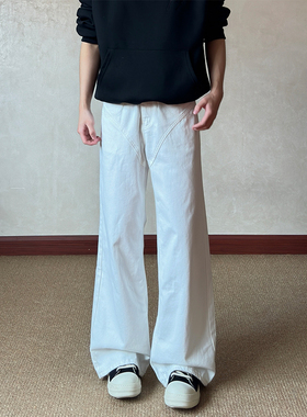 布老哥Blog美式复古基础通勤宽松直筒裤百搭微提裆显高牛仔裤K793