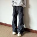 水洗牛仔裤 腿粗可穿 秋冬K792 裤 布老哥Blog复古宽松褶皱直筒工装