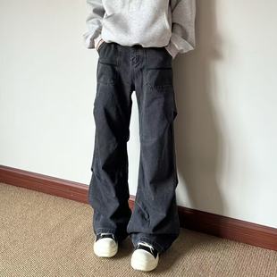 水洗牛仔裤 腿粗可穿 秋冬K792 裤 布老哥Blog复古宽松褶皱直筒工装