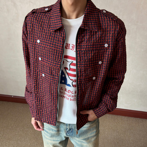 布老哥Blog美式格子衬衫外套W732