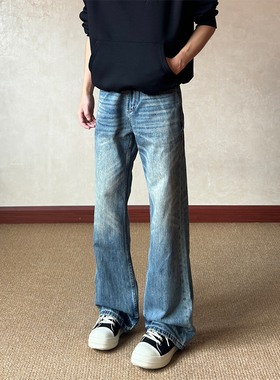 布老哥Blog美式复古修身微喇牛仔裤cleanfit微提裆显高裤子K797