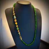 新中式 可拆卸气质国风设计感复古精致绿色编织一款 多戴式 项链A509