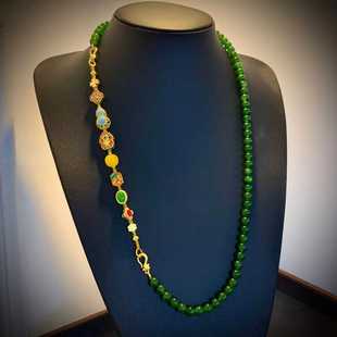 可拆卸气质国风设计感复古精致绿色编织一款多戴式新中式项链A509