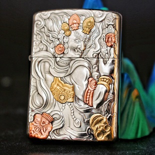 佐罗二代902s不动明王手工盔甲浮雕镶嵌加厚白铜煤油防风打火机潮