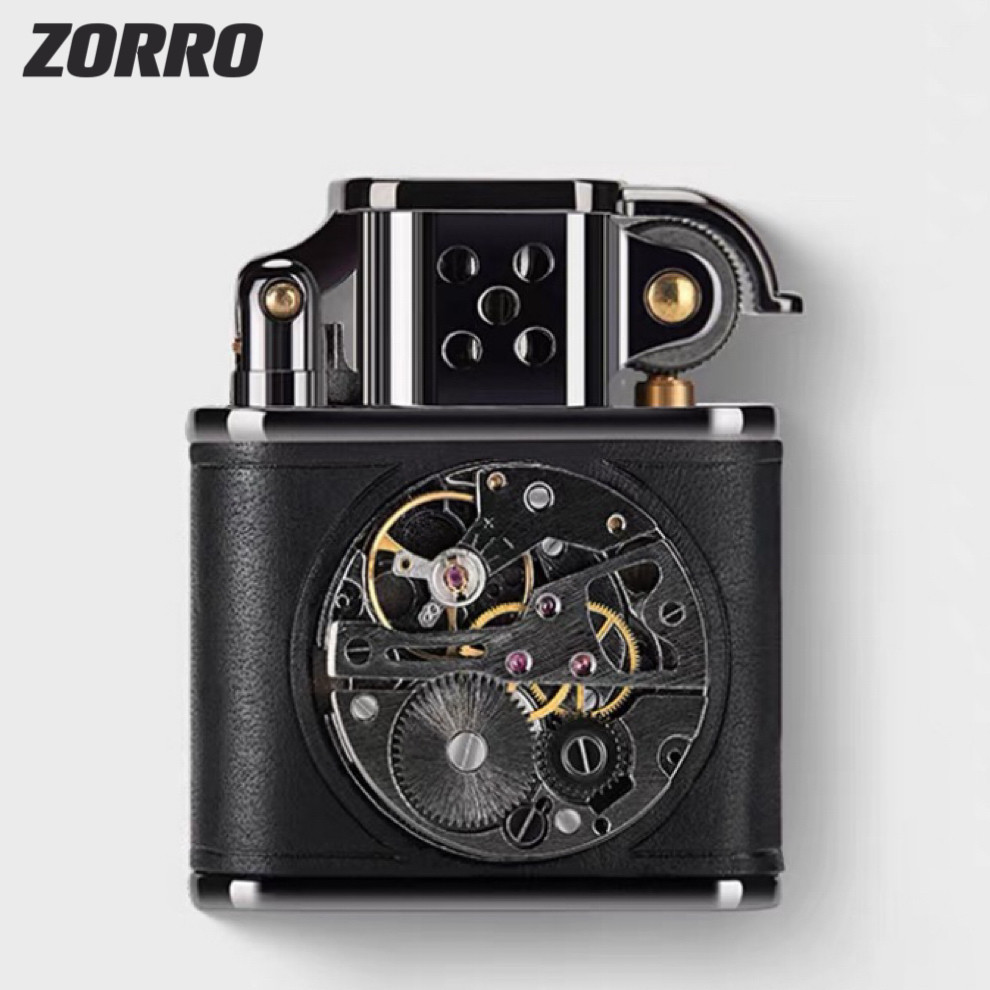 新款佐罗打火机煤油防风砂轮复古个性创意潮纯铜牛皮高颜值表芯男