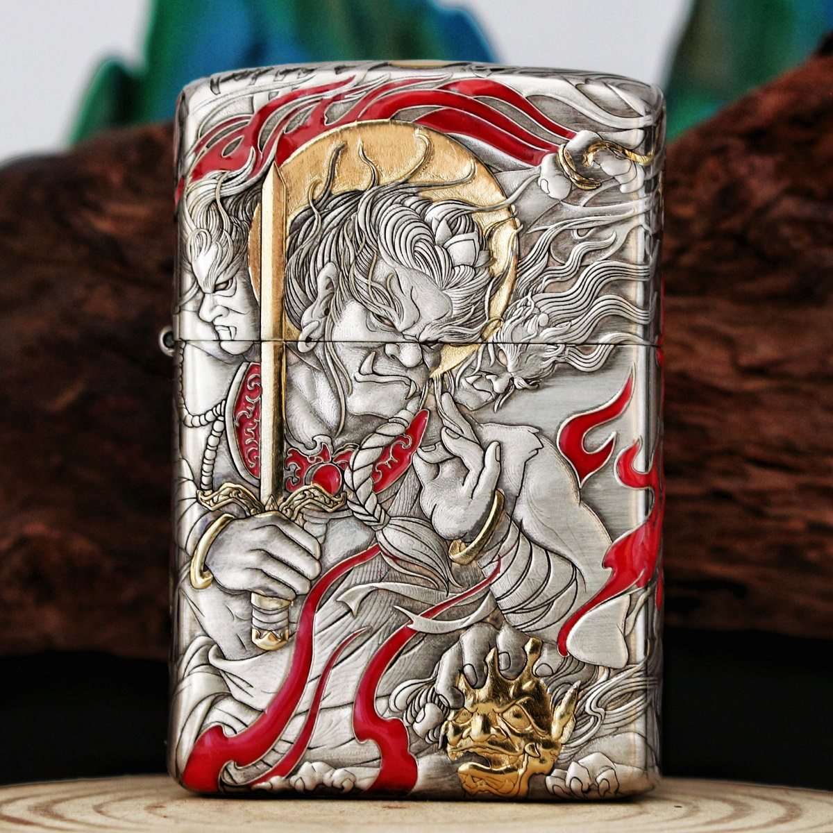 【藏锋】正版不动明王防风打火机佐罗镀银鎏金珐琅彩五面浮雕盔甲,ZIPPO/瑞士军刀/眼镜,煤油打火机,淘宝优惠券,粉丝福利购,淘宝优惠卷