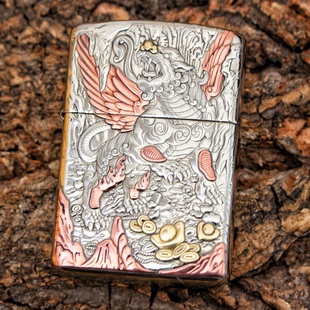 二代902s貔貅白铜镶嵌佐罗煤油防风打火机砂轮复古浮雕加厚手工男