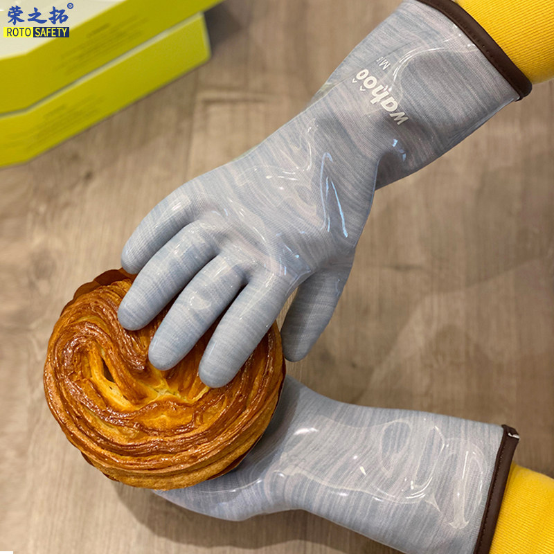 wahoo兰浪出口烘焙液态硅胶分指手套食品接触隔热耐高温防烫烤箱