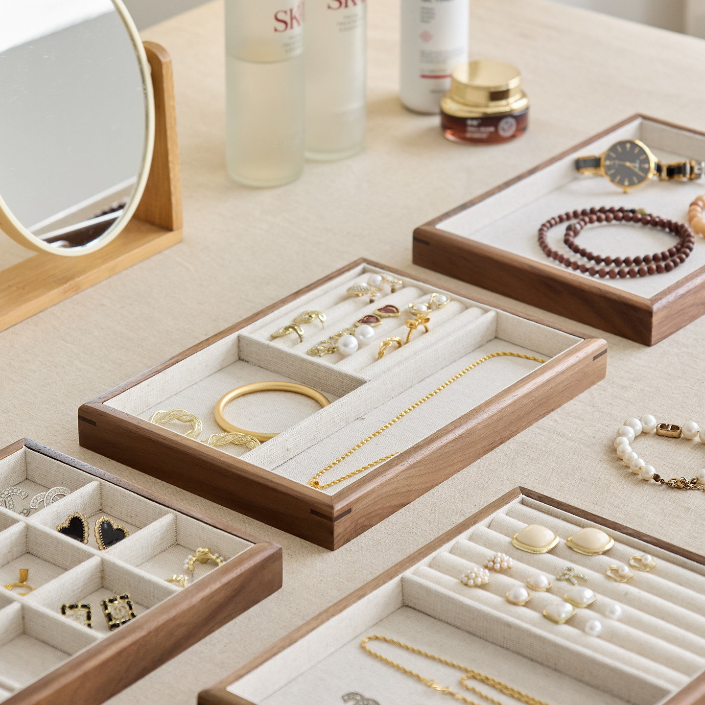 黄金珠宝首饰盘高级植绒首饰收纳盘商场柜台饰品店展示盘发夹托盘