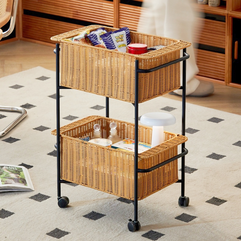 复古小推车置物架高级感收纳筐