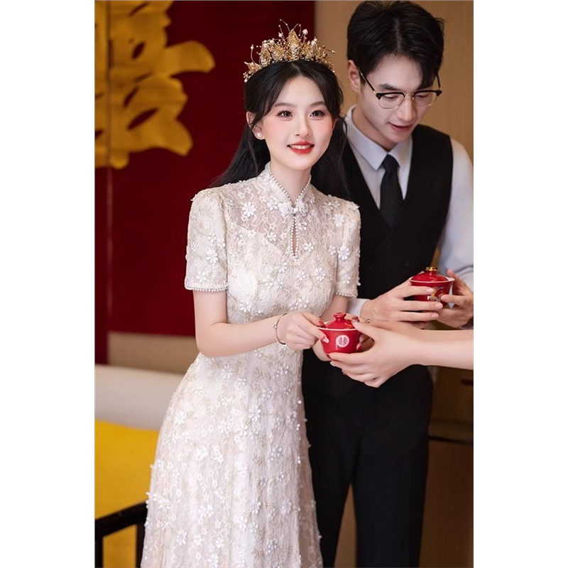 气质旗袍敬酒服2025新款高级感新中式新娘订婚结婚礼裙女蕾丝绝美