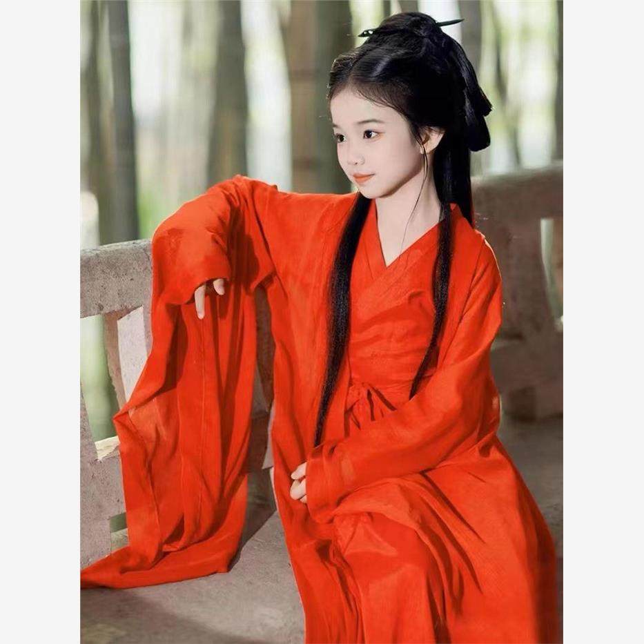 2025春新款汉服女童中国风改良古装仙气飘逸连衣裙古风广袖流仙裙