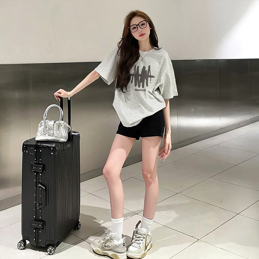 美式ins风花灰色短袖T恤女夏季新款oversize街头简约宽松半袖上衣,女装/女士精品,T恤,淘宝优惠券,粉丝福利购,淘宝优惠卷